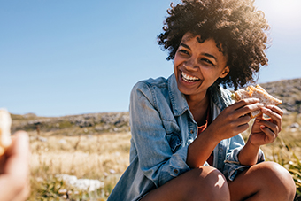 Woman eating a sandwich