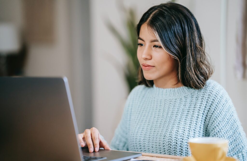 student working at computer